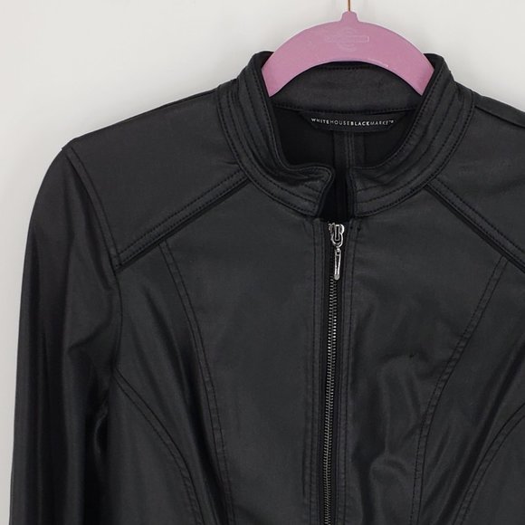 White House Black Market Coated Denim Moto Jacket - Picture 6 of 12